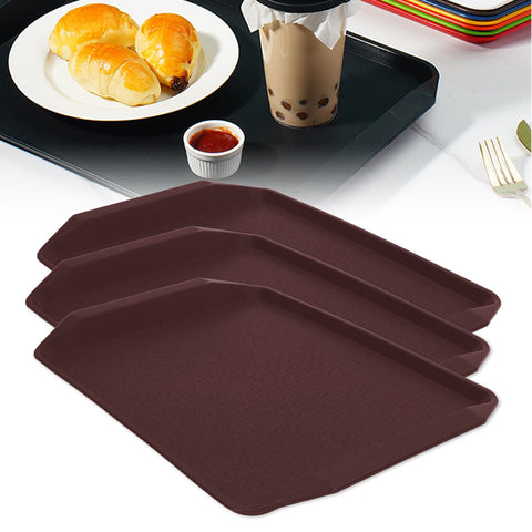 3PCS Colorful Food Tray Rectangle Thickened Binaural Plastic Tray Heat Resistance Stackable Cafeteria Trays for HotelCoffee