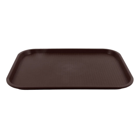 2Pcs Fast Food Tray Stackable Rectangular Light Weight Anti Slip PP Food Service Tray for Restaurants CafesBrown