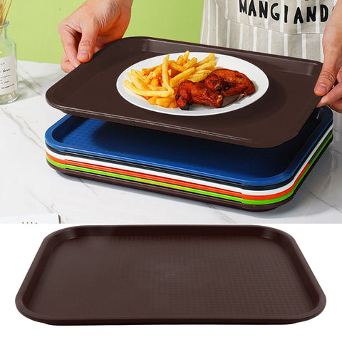 2Pcs Fast Food Tray Stackable Rectangular Light Weight Anti Slip PP Food Service Tray for Restaurants CafesBrown