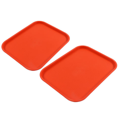 2Pcs Fast Food Tray Stackable Rectangular Light Weight Anti Slip PP Food Service Tray for Restaurants CafesOrange