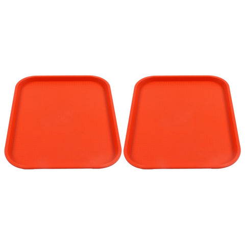 2Pcs Fast Food Tray Stackable Rectangular Light Weight Anti Slip PP Food Service Tray for Restaurants CafesOrange
