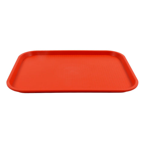 2Pcs Fast Food Tray Stackable Rectangular Light Weight Anti Slip PP Food Service Tray for Restaurants CafesOrange