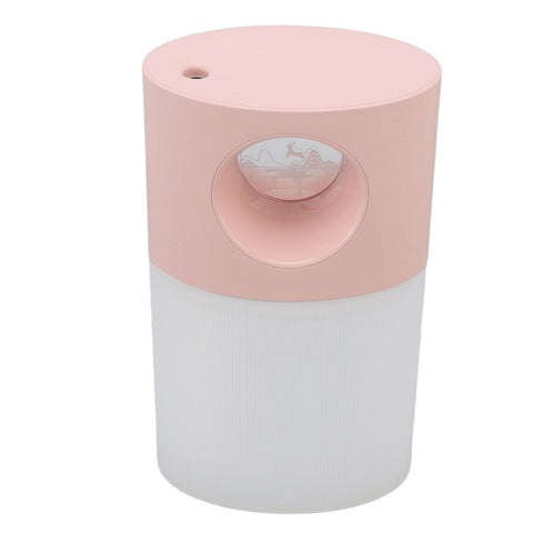 Mini Humidifier Quiet USB Rechargeable Fine Mist Portable Desktop Humidifier with Night Light for Home Office 350ml Pink