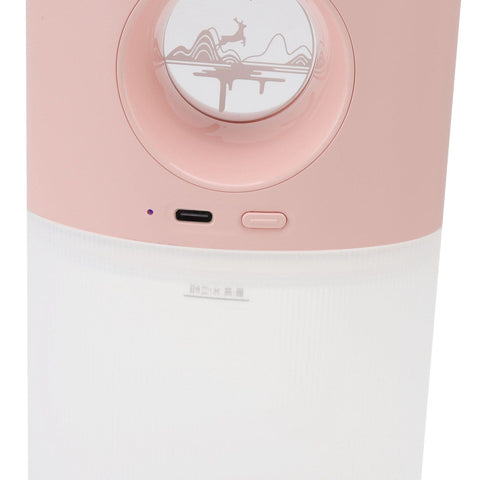Mini Humidifier Quiet USB Rechargeable Fine Mist Portable Desktop Humidifier with Night Light for Home Office 350ml Pink