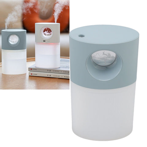 Mini Humidifier Quiet USB Rechargeable Fine Mist Portable Desktop Humidifier with Night Light for Home Office 350ml Blue