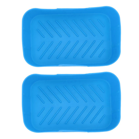 2pcs Fryer Silicone Basket Nonstick High Temperature Resistanc Fryer Liner with Brush for Ninja DZ201 Foodi 8QT Blue