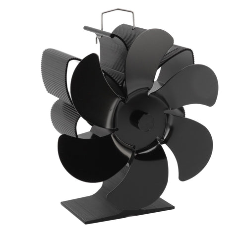 Stove Fan 6 Blades Greater Air Volume Low Noise Operation Wear Resistance Fireplace Fan Black L