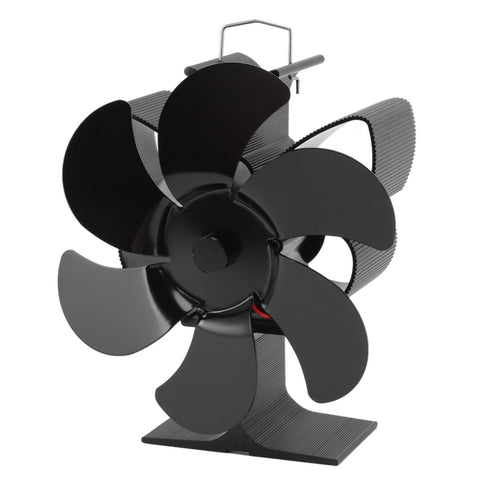 Stove Fan 6 Blades Greater Air Volume Low Noise Operation Wear Resistance Fireplace Fan Black L