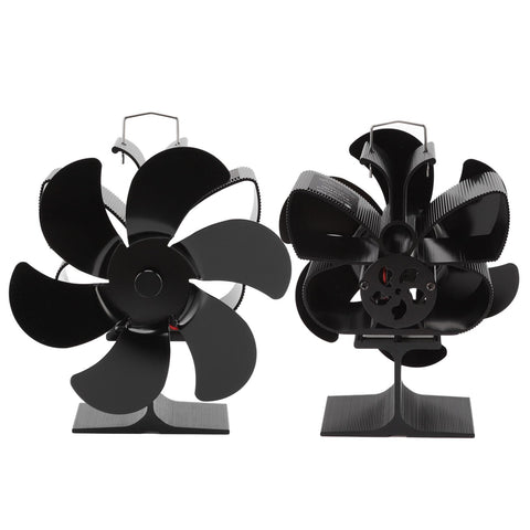 Stove Fan 6 Blades Greater Air Volume Low Noise Operation Wear Resistance Fireplace Fan Black L