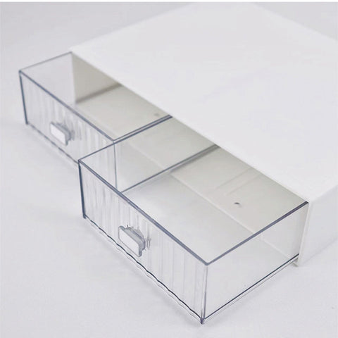 Desktop Drawer Organizer Waterproof Dustproof Plastic DIY Combination Multi Layer Stackable Drawer Storage Case Striped White 1 Drawer
