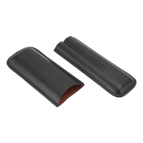 Leather Cigar Case Portable 2 Finger Cigar Holder for Travel Business Trip Boyfriend Gifts Black