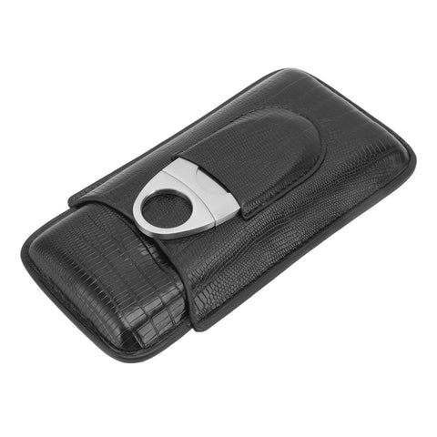 Cigar Leather Case Travel Portable Cigar Holder with Cigar Cutter Accessories Set for Gift Giving