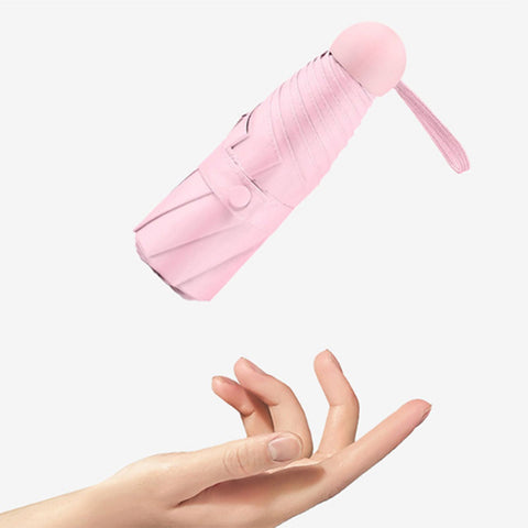 Capsule Umbrella Mini Pocket UV Resistant 2 Use 5 Section 8 Edged Outdoor Accessories Pink