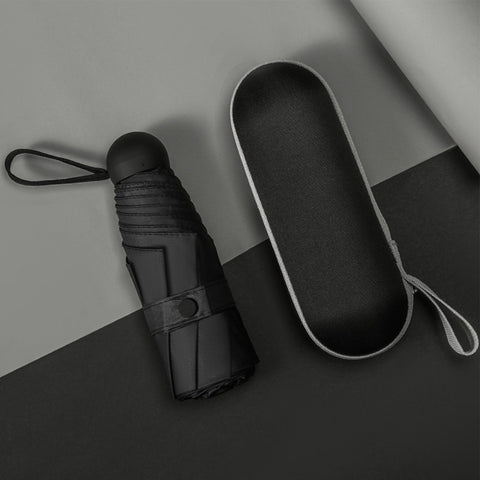 Capsule Umbrella Mini Pocket UV Resistant 2 Use 5 Section 8 Edged Outdoor Accessories Black