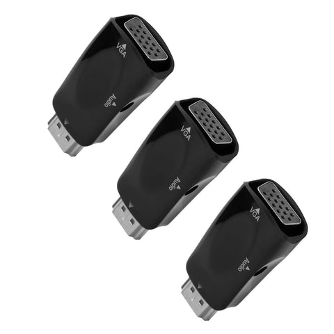 3 Sets HDMI Male to VGA Female Adapter 1080P Video Adapter with Audio Outpu