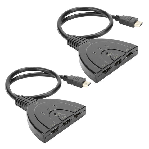 2Pcs HDMI Splitter 3 Port 4Kx2K MultiFunctional Hub Box Switcher for LCD HD