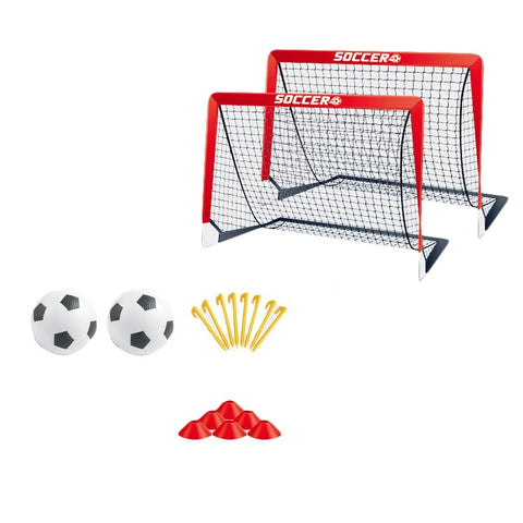 Soccer Goals for Backyard Set Outdoor Sports Games - Red Goal Frame with Black Net
