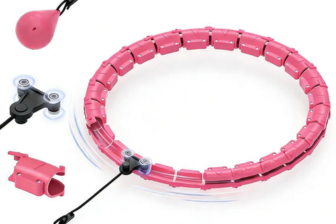 32 Section Weighted Hula Hoop with Massage Rollers - Pink