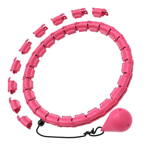 32 Section Weighted Hula Hoop with Massage Rollers - Pink