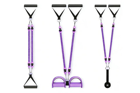 1 Set 4-in-1 Resistance Band Pedal Puller for Sit-Up Home Gym Yoga Pilates - 2 Tubes