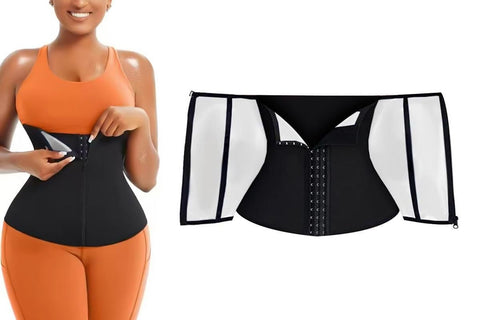 Women's Workout Waist Trainer - 3-Row Hook & Zip Slimming Belt for Yoga & Fitness - Silver & L