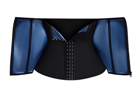 Women's Workout Waist Trainer - 3-Row Hook & Zip Slimming Belt for Yoga & Fitness - Blue & M