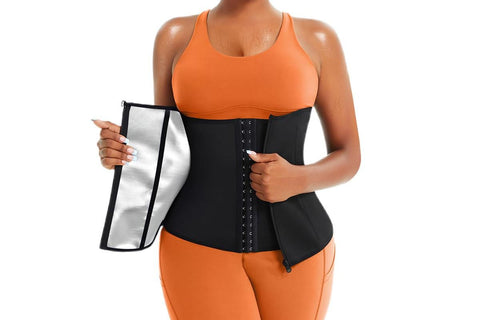 Women's Workout Waist Trainer - 3-Row Hook & Zip Slimming Belt for Yoga & Fitness - Silver & XL