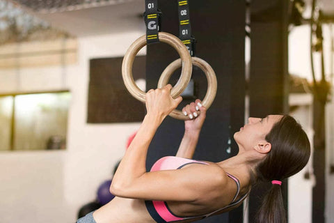 Wooden Gymnastic Rings Set Adjustable Fitness Rings for Home Workouts