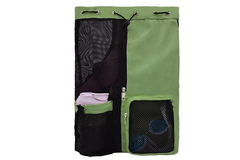 Mesh Beach Backpack with Wet Pocket Drawstring Waterproof Swimming Gym Bag for Men Women - Green
