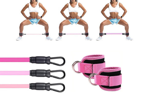 6Pcs Ankle Resistance Bands Ankle Bands for Working Out with Cuffs Resistance Bands -Pink