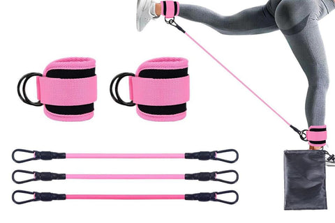 6Pcs Ankle Resistance Bands Ankle Bands for Working Out with Cuffs Resistance Bands -Pink