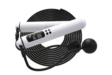 Smart Digital Jump Rope for Accurately Counts Jumps Sets Goals and Monitors Progress -White