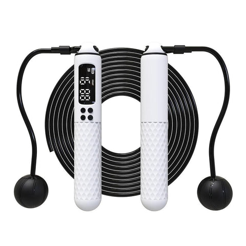 Smart Digital Jump Rope for Accurately Counts Jumps Sets Goals and Monitors Progress -White