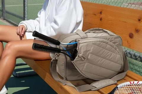 Womens Tennis Gym Bag Sports Tote Fits Two Rackets with Shoe Compartment - Camel