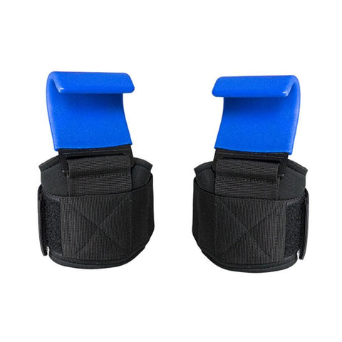 2pcs Weight Lifting Hook Hand Grip Support Wrist Straps Powerlifting Grips Gym Gloves(Blue)