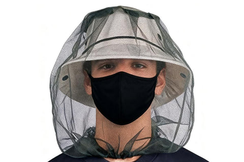 5Pcs Mosquito Head Net Bug Net Hat for Camping Hiking Fishing Gardening - Light Gray