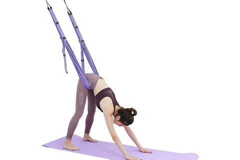 Stretching Exercise Belt Ballet Band Leg with Door Anchor Flexibility Trainer for Dance Aerial Yoga Ballet -Purple