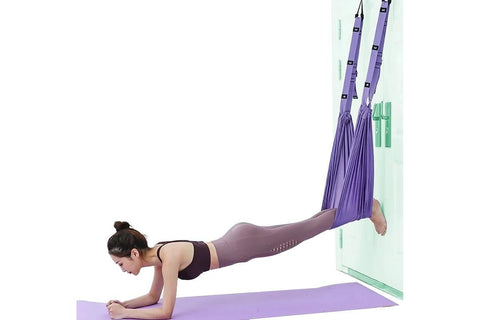Stretching Exercise Belt Ballet Band Leg with Door Anchor Flexibility Trainer for Dance Aerial Yoga Ballet -Purple