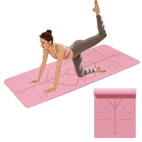 TPE Yoga Mat Exercise Fitness Sport Non Slip Workout Mat with Body Alignment Lines