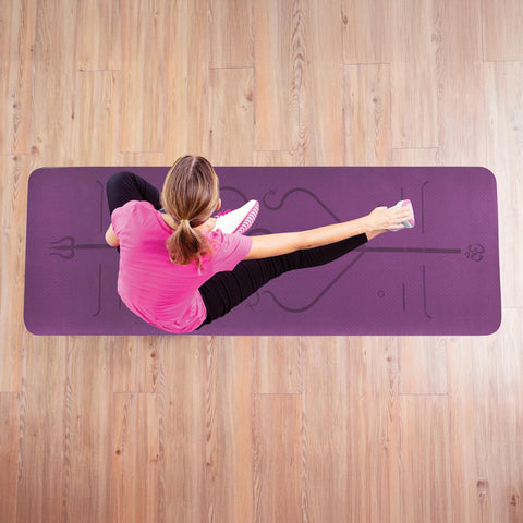 TPE Yoga Mat Exercise Fitness Sport Non Slip Workout Mat with Body Alignment Lines