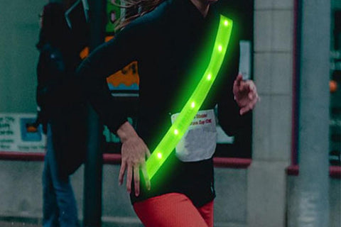 Rechargeable Running Gear LED Reflective Belt Sash Professional Safety Gear Safety Belt -Green