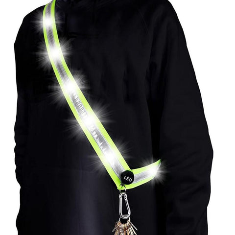 Rechargeable Running Gear LED Reflective Belt Sash Professional Safety Gear Safety Belt -White