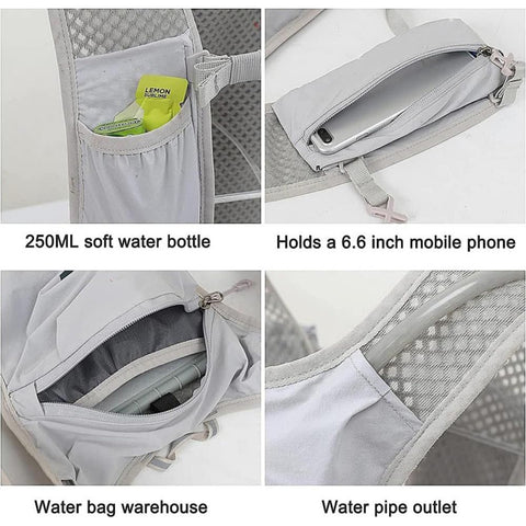 Hydration Backpack Vest for Cycling Running Hiking Breathable Sports Pack - Black