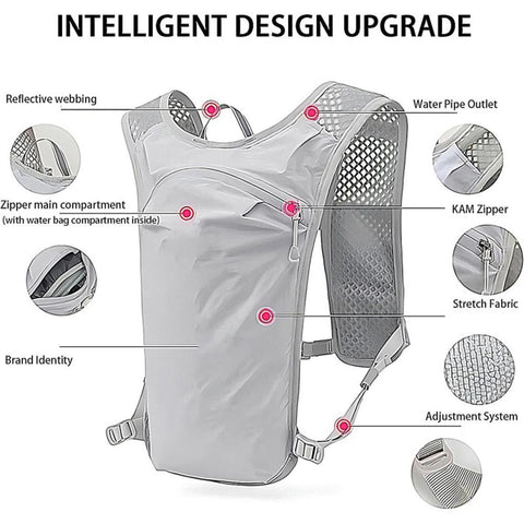 Hydration Backpack Vest for Cycling Running Hiking Breathable Sports Pack - Gray