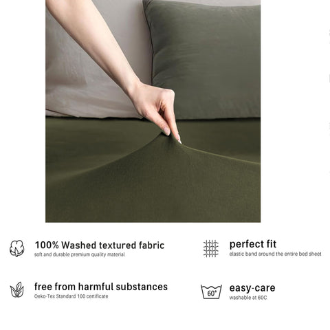 Hotel Quality Fitted sheets - 2 Piece Fitted sheets  -Breathable Bedding - Wrinkle, Fade, Stain Resistant- 26inch/40cm Deep Pocket Fitted Bed Sheet-Wrinkle and Fade Resistant,(Olive green,Double)