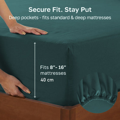 Hotel Quality Fitted sheets - 2 Piece Fitted sheets  -Breathable Bedding - Wrinkle, Fade, Stain Resistant- 26inch/40cm Deep Pocket Fitted Bed Sheet-Wrinkle and Fade Resistant,(Biscay blue,Double)