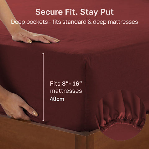 Hotel Quality Fitted sheets - 2 Piece Fitted sheets  -Breathable Bedding - Wrinkle, Fade, Stain Resistant- 26inch/40cm Deep Pocket Fitted Bed Sheet-Wrinkle and Fade Resistant,(Red,King)