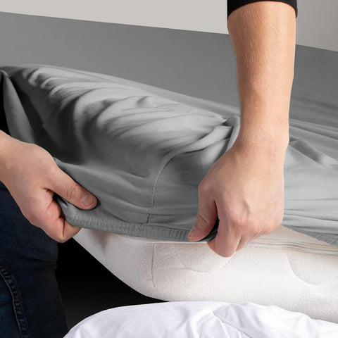 Hotel Quality Fitted sheets - 2 Piece Fitted sheets  -Breathable Bedding - Wrinkle, Fade, Stain Resistant- 26inch/40cm Deep Pocket Fitted Bed Sheet-Wrinkle and Fade Resistant,(Grey,King Single)