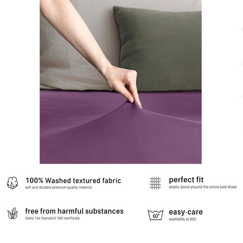 Hotel Quality Fitted sheets - 2 Piece Fitted sheets  -Breathable Bedding - Wrinkle, Fade, Stain Resistant- 26inch/40cm Deep Pocket Fitted Bed Sheet-Wrinkle and Fade Resistant,(Purple,King Single)