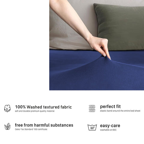 Hotel Quality Fitted sheets - 2 Piece Fitted sheets  -Breathable Bedding - Wrinkle, Fade, Stain Resistant- 26inch/40cm Deep Pocket Fitted Bed Sheet-Wrinkle and Fade Resistant,(Royal blue,Queen)